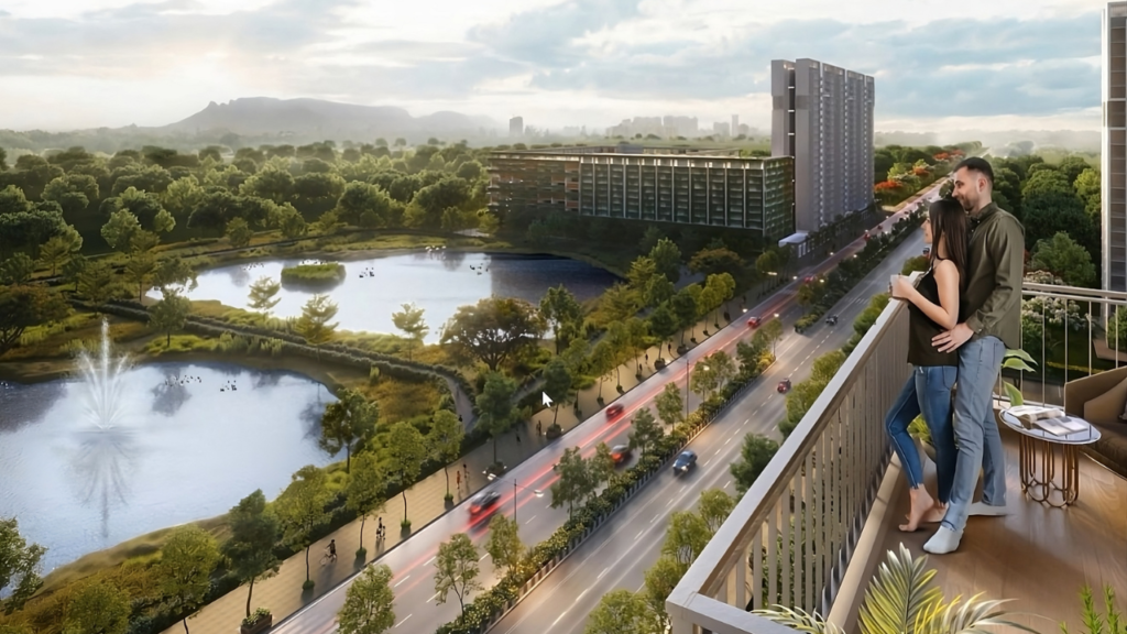 Artist's Rendering of Lake View Balcony at Lodha Phase 2 Lakeshore Greens